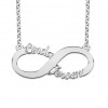 Silver infinity double Name necklace model Linda-Jeroen